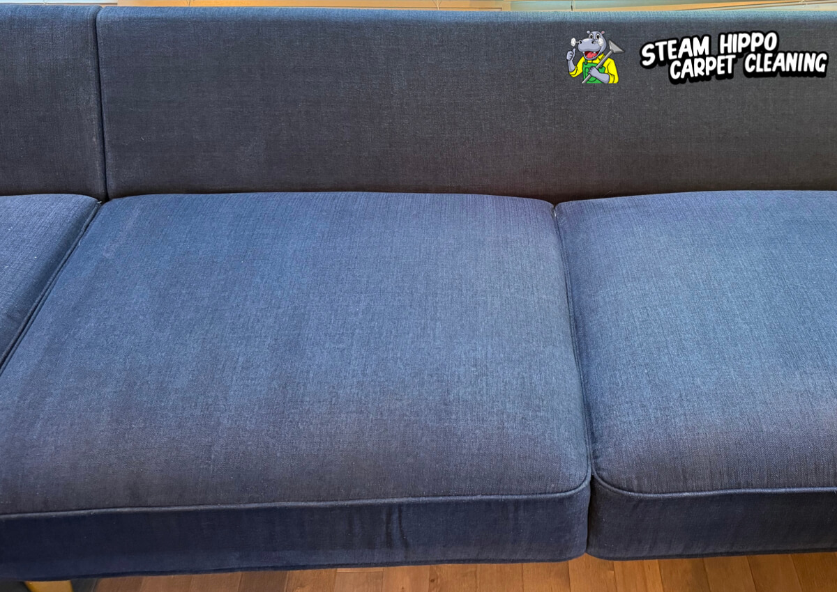 Before and after steam cleaning — Blue Sofa