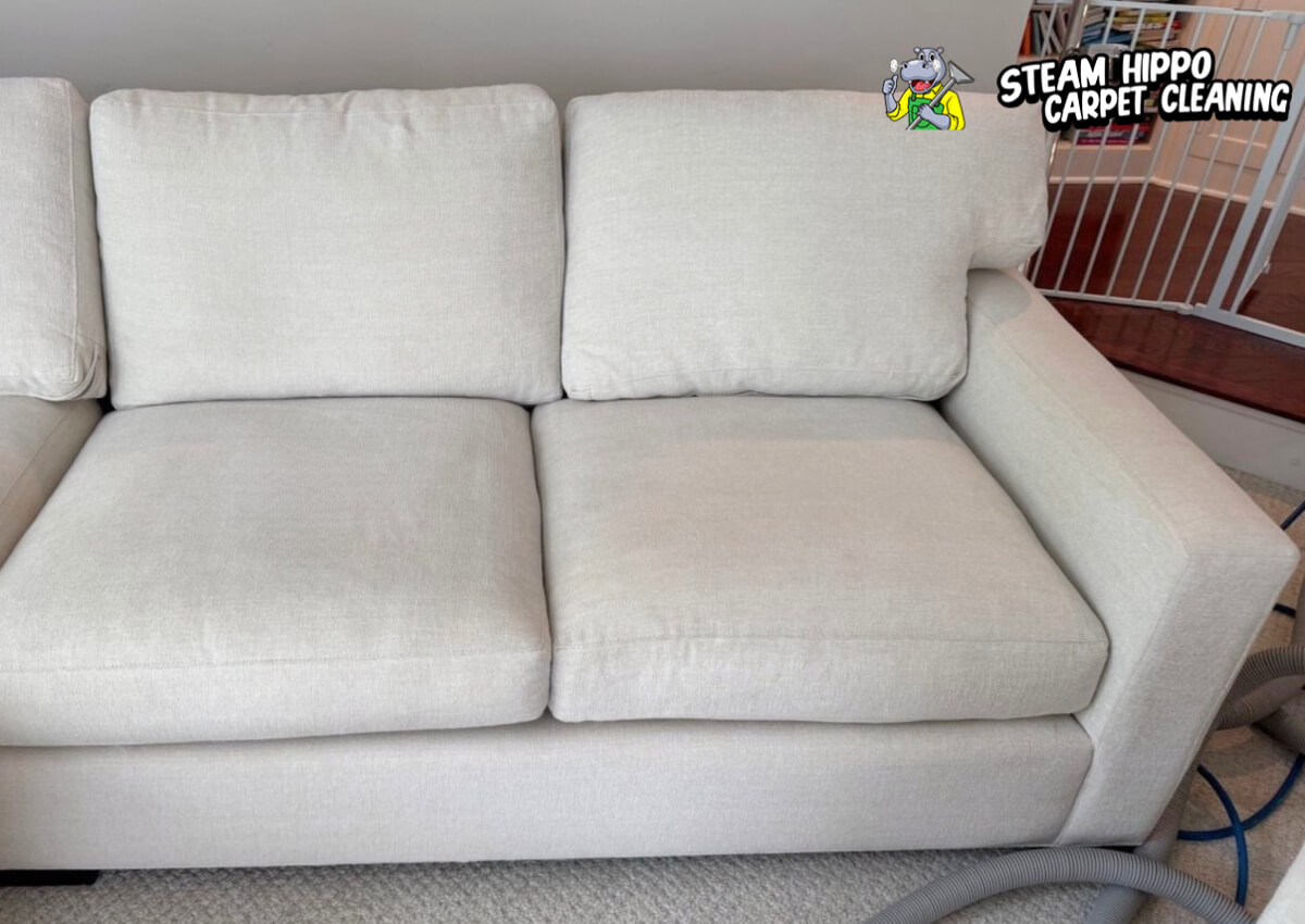 Before and after steam cleaning — Sofa White
